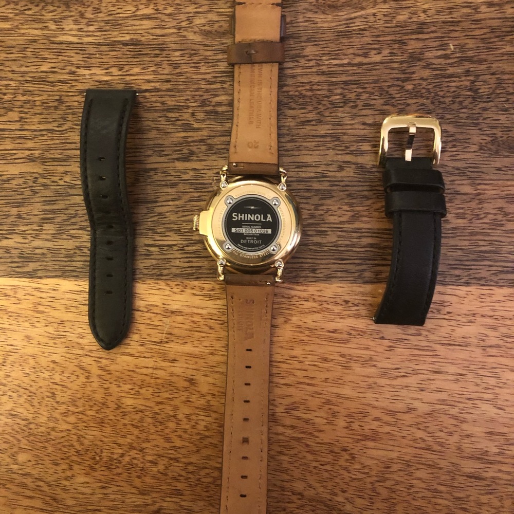 Barely worn and gold plated Shinola men’s watch.